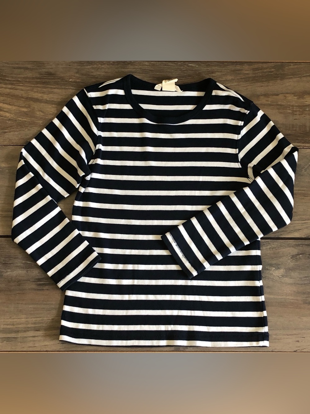 H&M Navy White Stripe Nautical Long Sleeve Shirt Top Girls 6-8Y